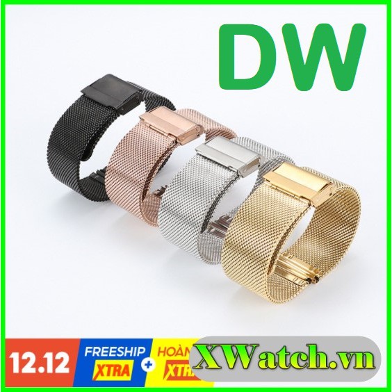 Dây đồng hồ DW đeo cổ tay bằng thép 12mm 14mm 16mm 20mm cao cấp - Tặng kèm chốt thông minh