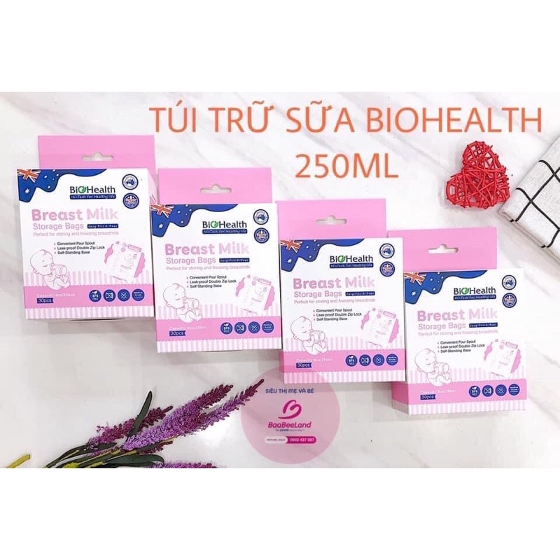 Túi trữ sữa Biohealth 250ml hộp 30 túi - BAABEELAND