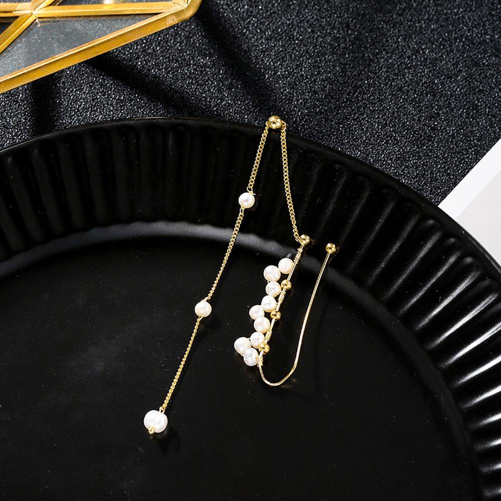 Bông Tai Dạng Kẹp Hình Hoa Phối Dây Xích Dài Thời Trang Thanh Lịch Cho Nữ