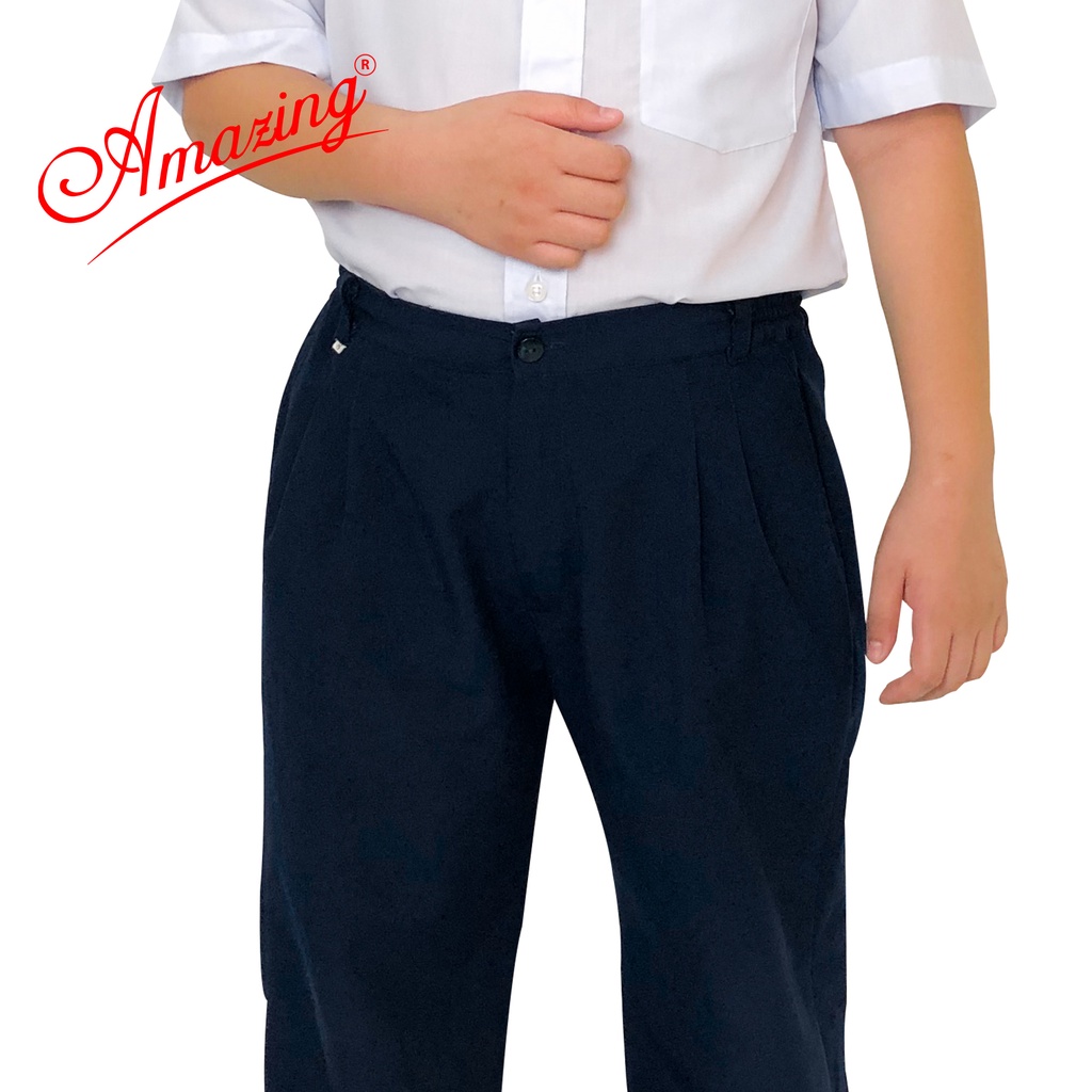 Quần dài lưng chun học sinh Amazing, phong cách Baggy, Unisex, dây kéo trước, có 2 ly mỗi bên, size từ 20-85kg