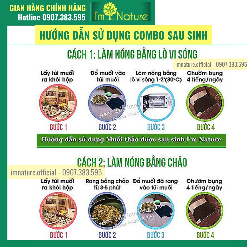 Combo Sau Sinh: Muối Thảo Dược + Rượu Gừng &amp; Nghệ Hạ Thổ 3 Năm + Tặng Đai Quấn Cho Mẹ Sau Sinh I'm Nature