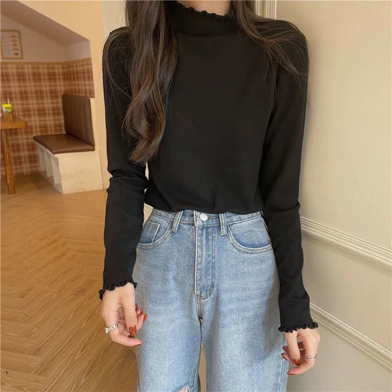 Áo Thun Nữ Dài Tay Cổ Cao Thời Trang Mới