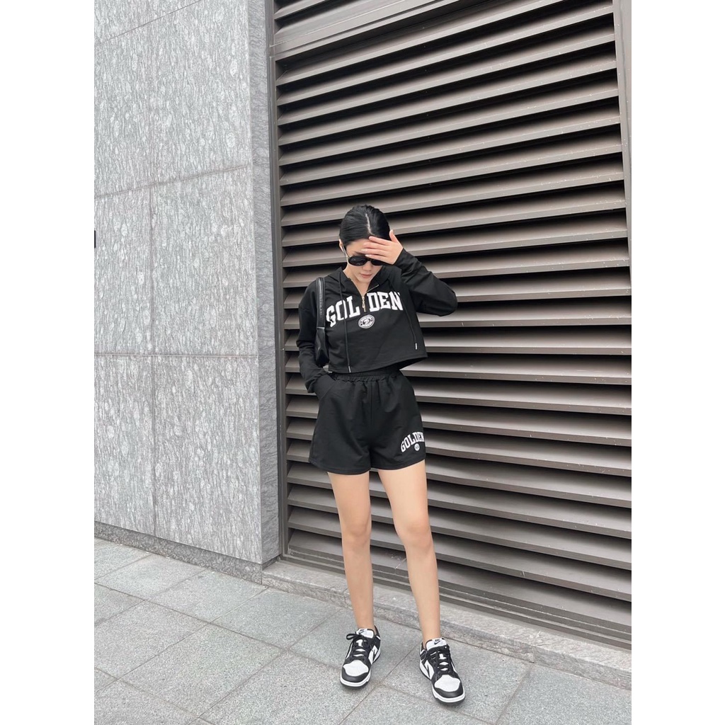 Set Golden DS38 Aó Crotop có mũ + Quần đùi Trẻ Trung Cin House