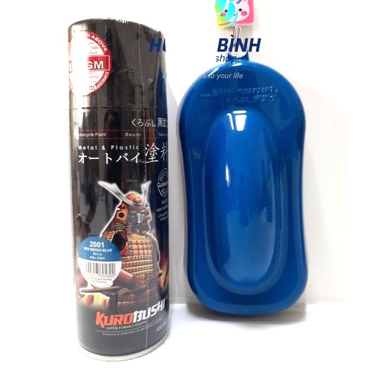 Sơn Samurai màu xanh chàm 2001 chính hãng, sơn xịt dàn áo xe máy chịu nhiệt, chống nứt nẻ, kháng xăng