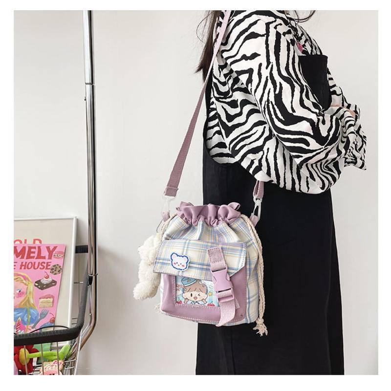 Túi Đeo Chéo Vải Canvas Dễ Thương Phong Cách Nhật Bản Thời Trang Mùa Hè Cho Nữ