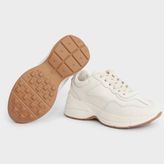 Giày Thể Thao Nữ Sneaker Da Mịn Đế Nâu