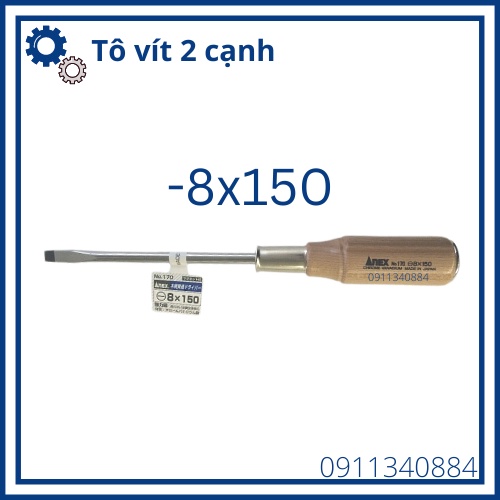 Tô vít đóng dẹp tay gỗ cao cấp -8x150 Anex Nhật Bản - tô vít 2 cạnh - tô vít dẹp - tô vít nhật bản