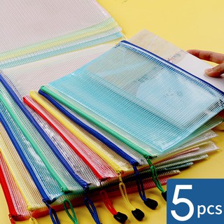 Túi đựng tài liệu trong suốt có lưới A4 / A5 dây kéo PVC tiện dụng