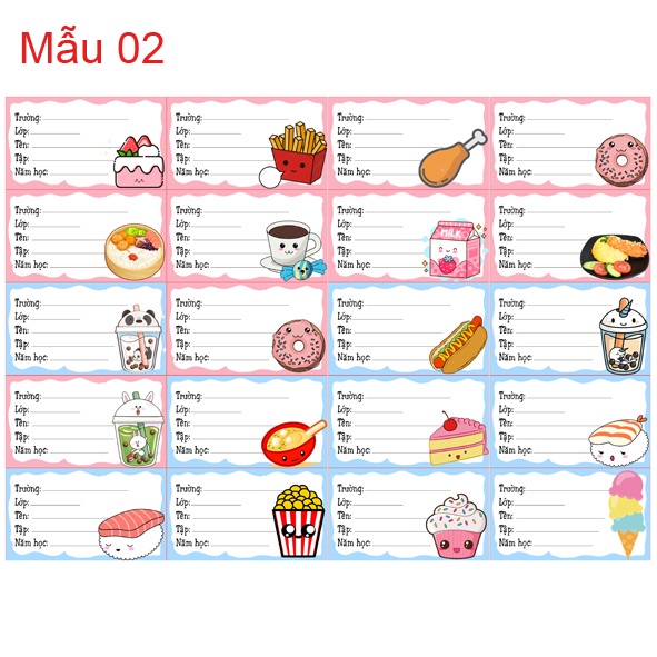 Nhãn vở đồ ăn cực cute