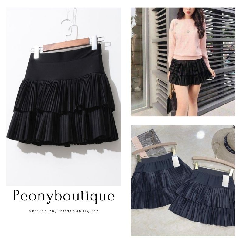 [ Mã WASTRUN4 giảm 10% tối đa 30K đơn 99K] Chân Váy Xếp Ly Ngắn Màu Đen Basic SIêu Hot