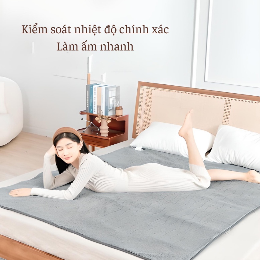 Đệm Sưởi Điện Làm Ấm - Giúp Lưu Thông Khí Huyết 9 Nấc Tỏa Nhiệt Nhanh, Giữ Nhiệt Lâu Kích thước Lớn 1m8 x 2m, 1m5 x 1m8