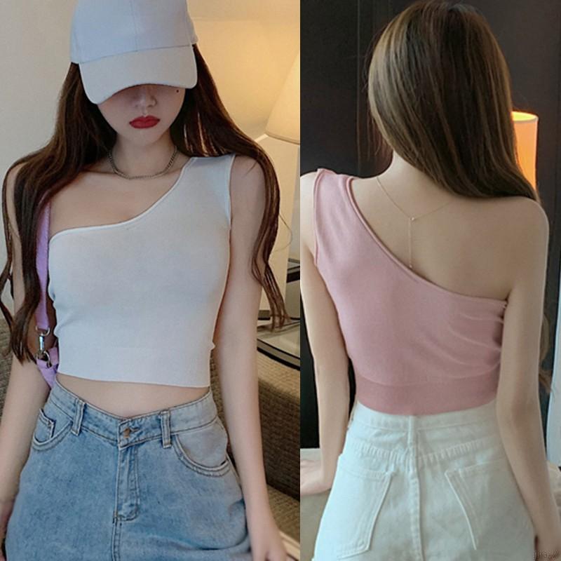 Áo hai dây màu trơn thiết kế phong cách Hàn Quốc cho nữ