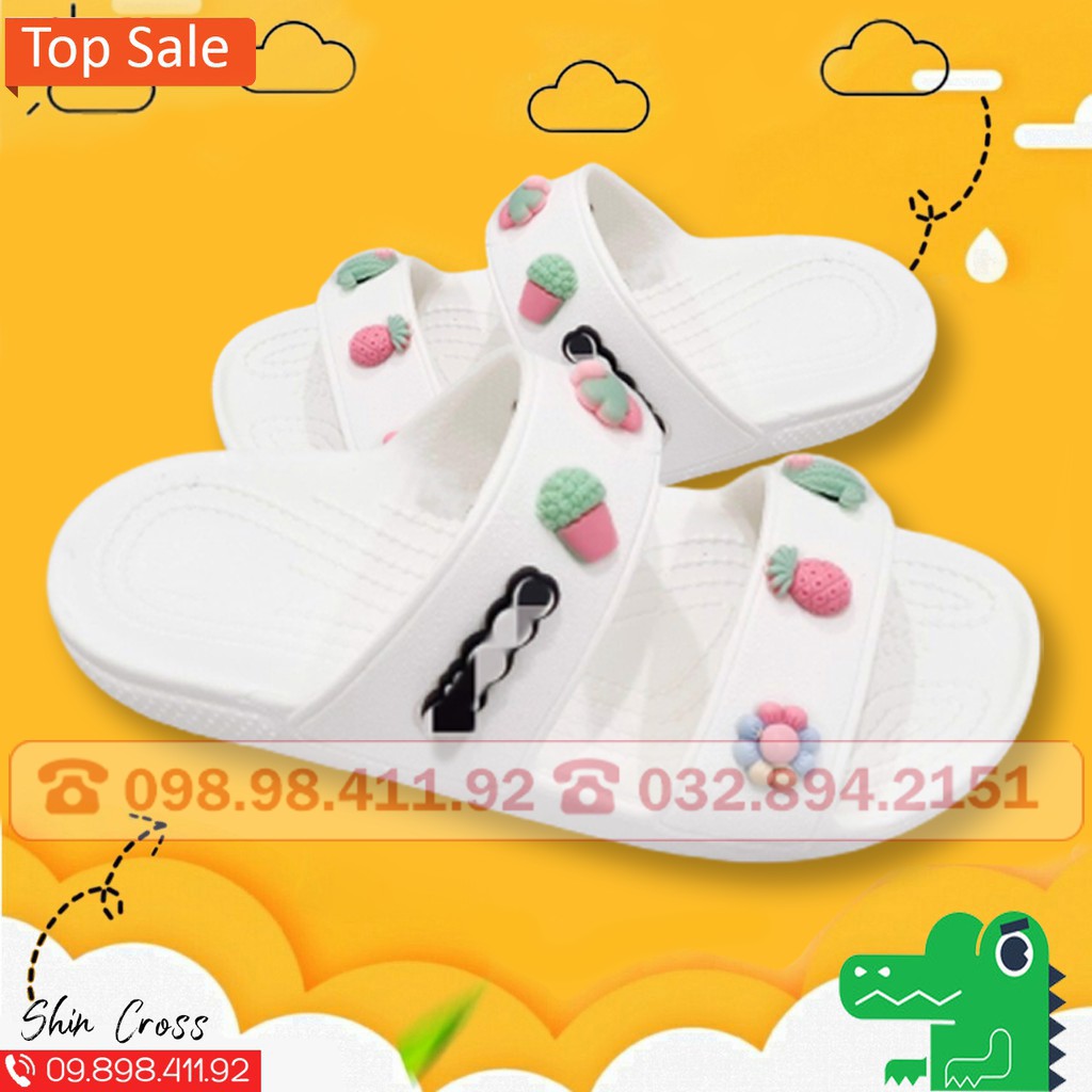 dép sandalFREESHIPdép sandal cross màu Trắng full DEPCROSS6231  tặng thêm 10jibtiz cài dép sanda