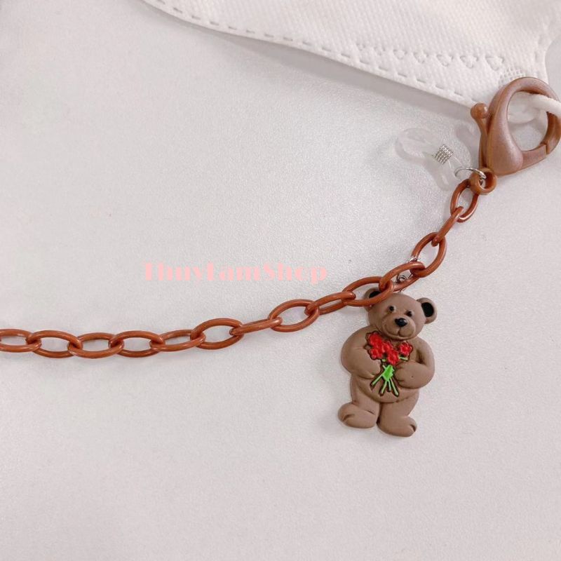 Dây đeo trang trí khẩu trang, kính mắt chống rơi trượt hình gấu dễ thương tiện lợi