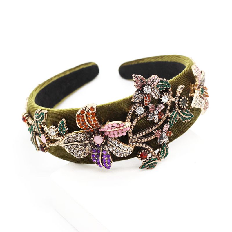 Flgo Băng Đô Cài Tóc Bản Rộng Đính Đá Thời Trang Sang Trọng