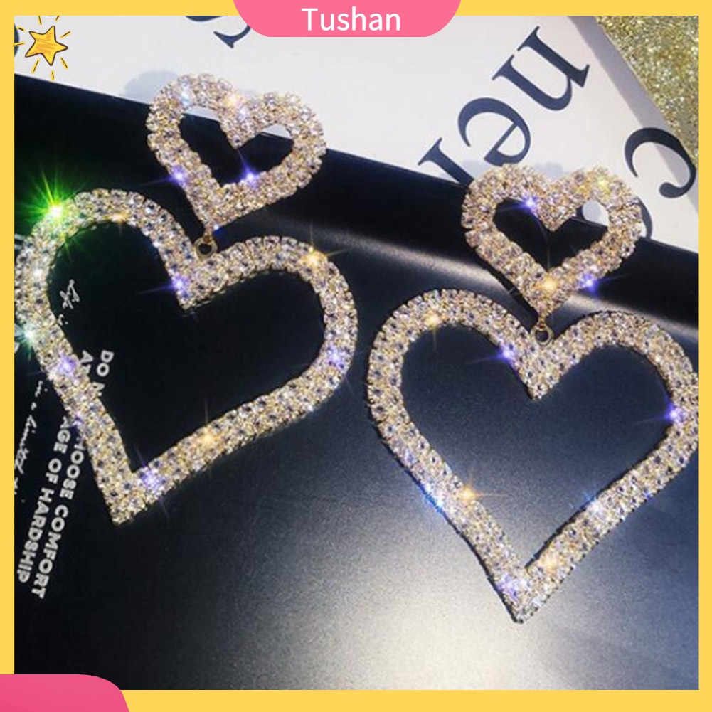 Khuyên tai dáng dài hình giọt nước đính đá thanh lịch dành cho nữ