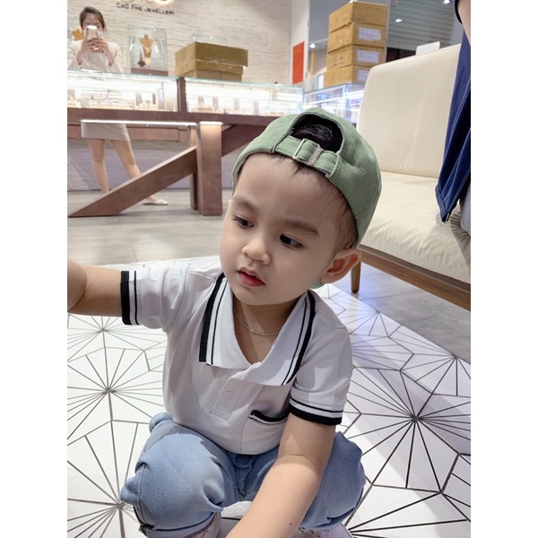 Áo thun polo bé trai bé gái màu trắng, đen