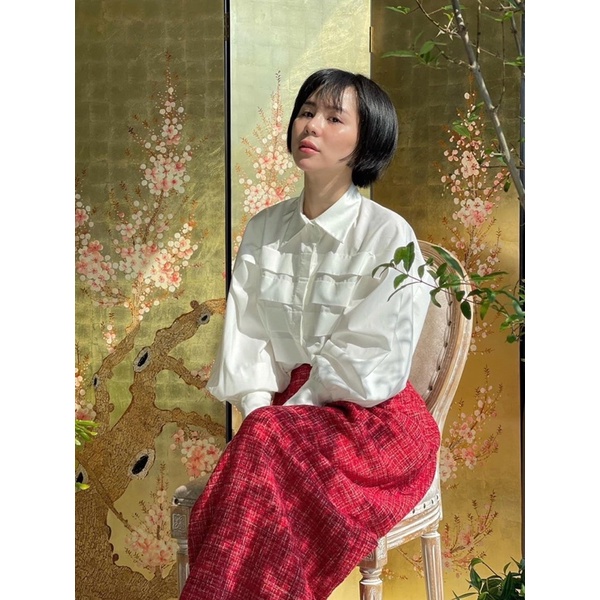 Áo sơ mi cotton lụa HUONGBOUTIQUE SM929 xếp 4 ly, sang chảnh, hottrend 2022
