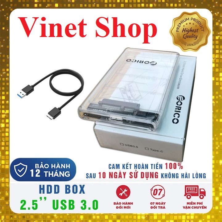 Hộp Đựng Ổ Cứng Di Động HDD SSD Box 2.5 ORICO USB 3.0 2139U3 - Nhựa Trong Suốt - Bảo Hành 12 Tháng -dc1064