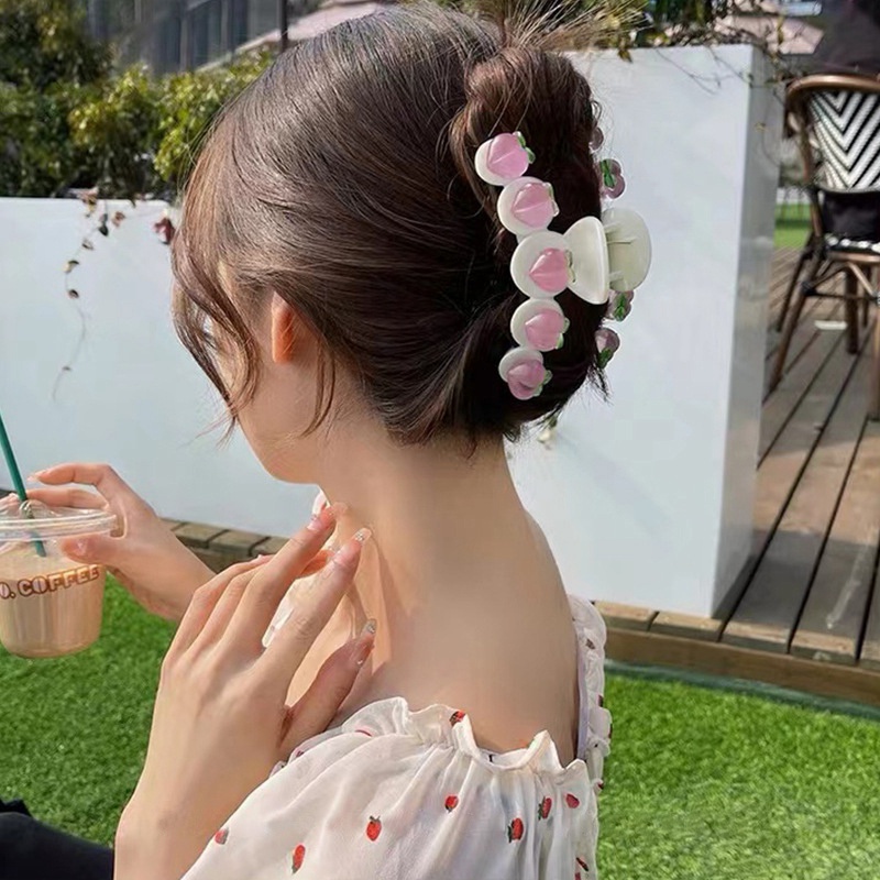 Kẹp bấu tóc đa năng hình trái đào xinh xắn cho nữ