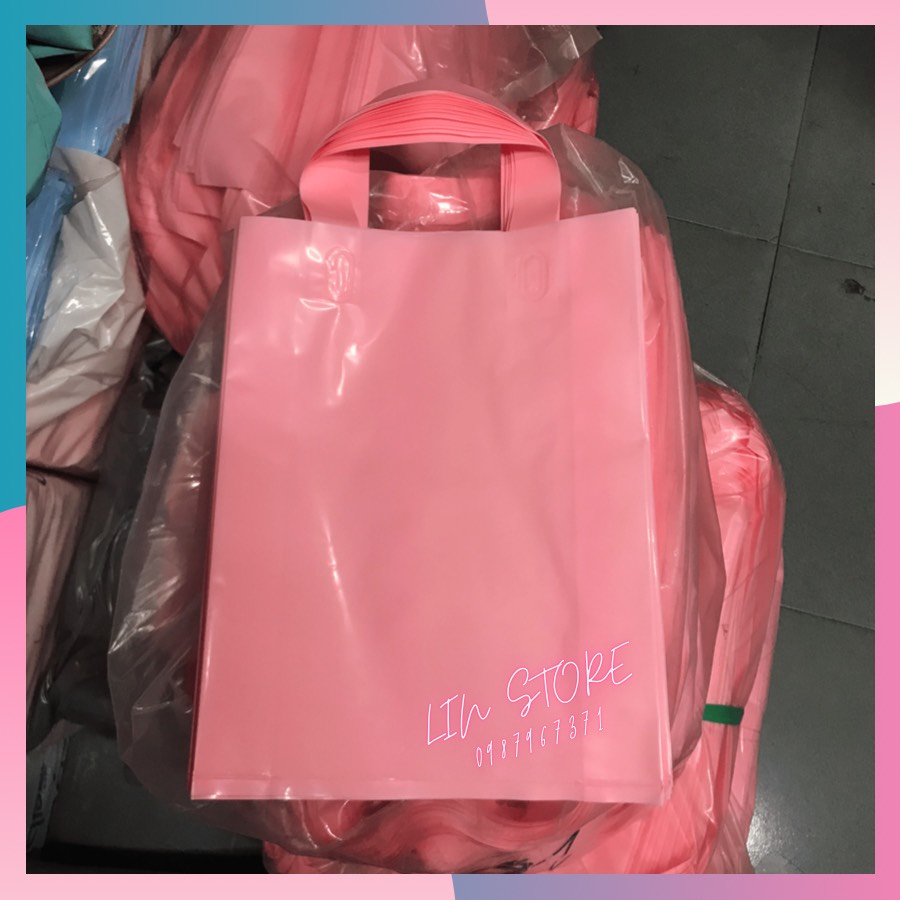 FULL SIZE - Túi Ép Quai PE Màu Hồng Pastel - Túi PE Quai Xách - Trơn Bóng - Dai Dẻo - Thời Trang