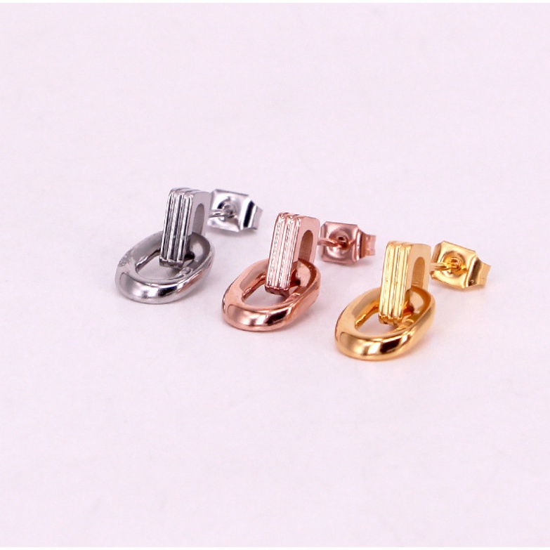 Bông Tai Hình Bầu Dục Nhỏ Xinh Titan Ko Han Rỉ TT 3979