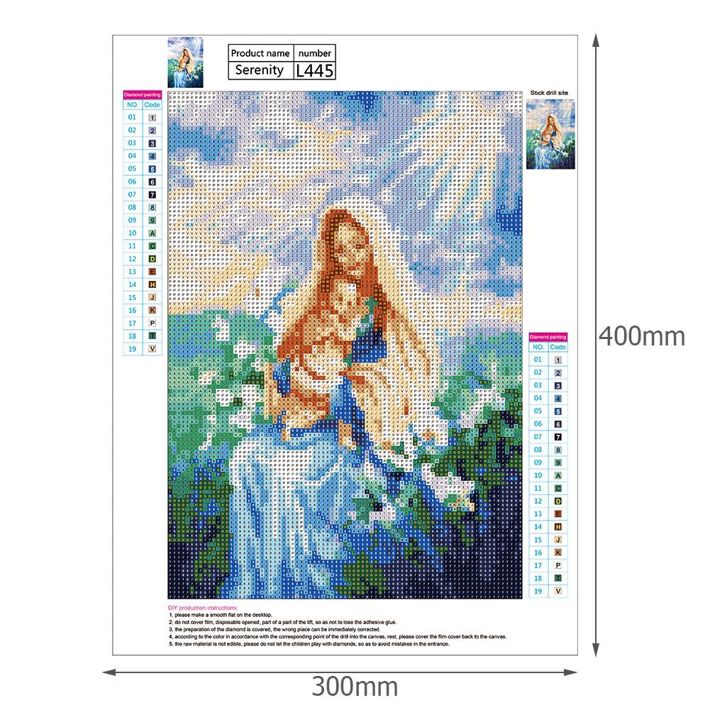 Tranh đính đá 5D DIY 30 * 40cm hình mẹ và con trai để trang trí