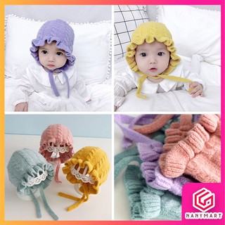 [Giá Tốt] Mũ Len Cho Bé Loại Tai Bèo Buộc Dây