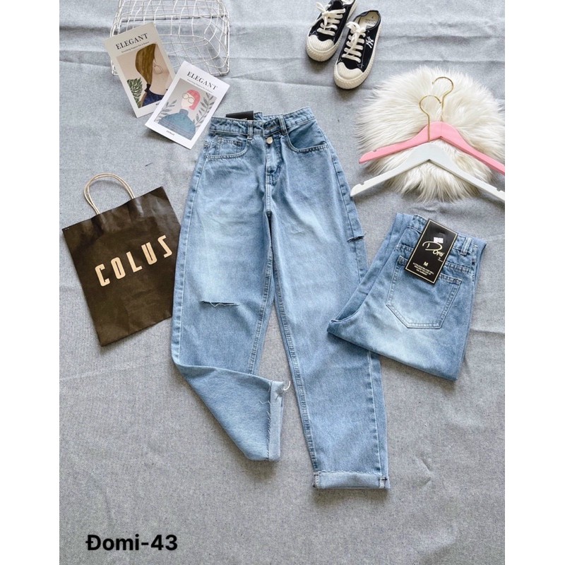 Quần baggy jean lưng cao basic