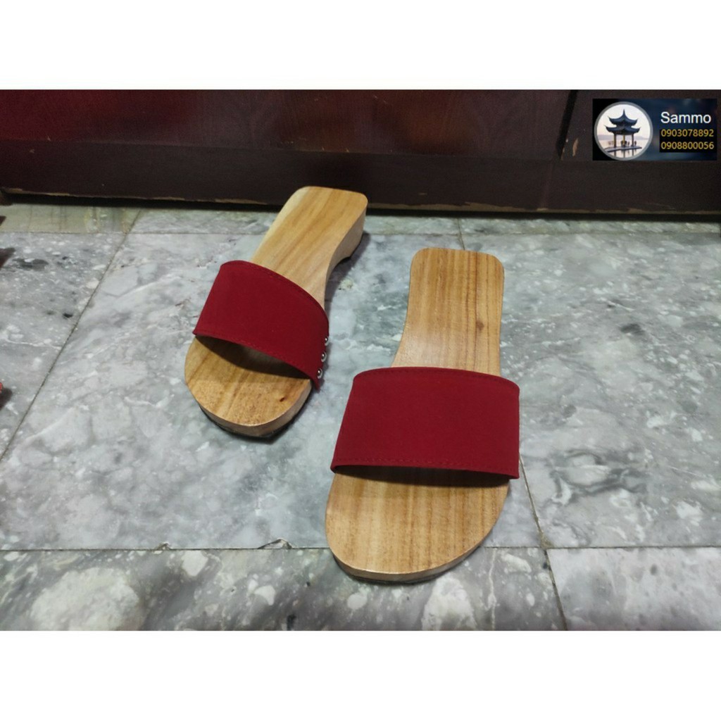 - Guốc Gỗ Guốc Mộc Quai Nhung 4 Phân ( Có đóng đế cao su )