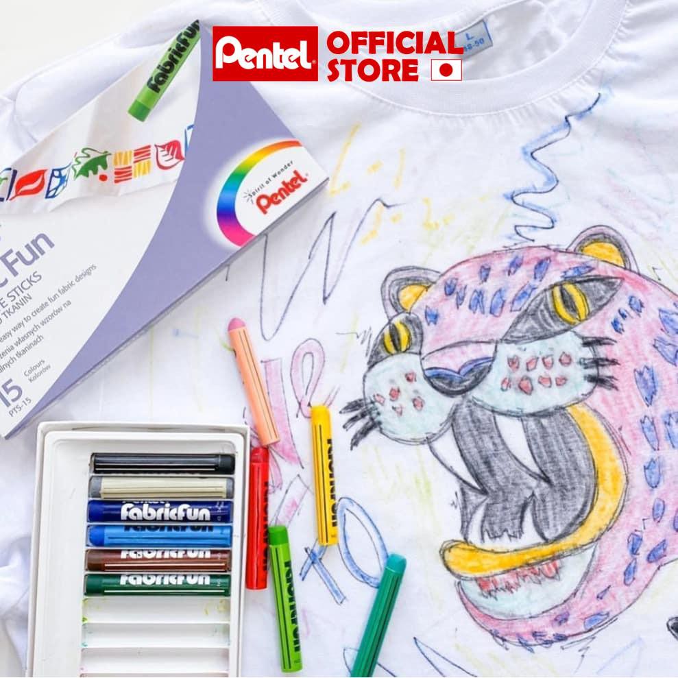 Bộ 15 Màu Sáp Vẽ Lên Vải Pentel PTS-15 | An Toàn Không Độc Hại | Pentel Arts Fabric Fun PTS15