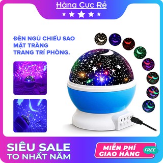 Đèn LED trình chiếu ban đêm bầu trời, kiêm đèn ngủ chiếu sao, tự xoay, đổi màu cho bé - Shop Hàng Cực Rẻ