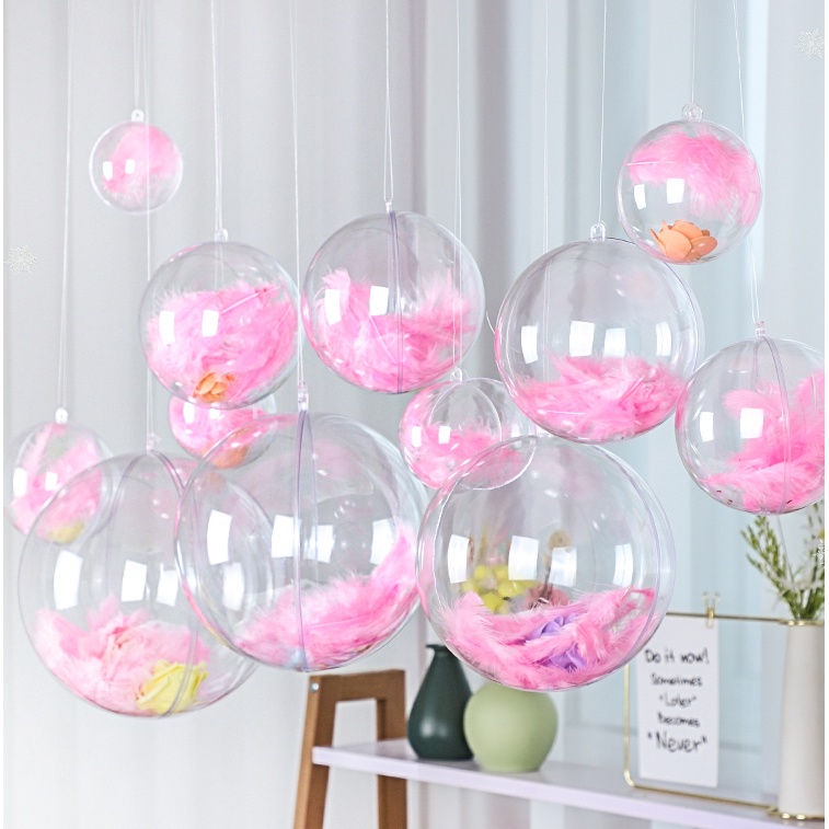 Quả Cầu Rỗng Bằng Nhựa Trong Suốt Treo Trang Trí Giáng Sinh 5 / 6 / 8 / 10cm DIY