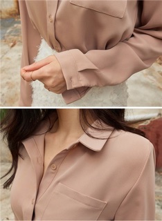 Áo sơmi trơn công sở màu nude thanh lịch