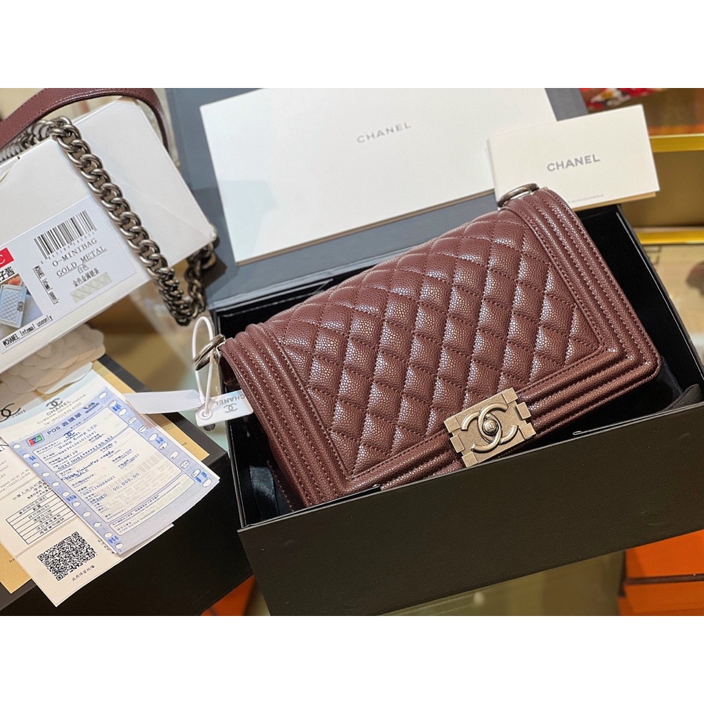 Túi Boy Caviar da thật size 25 full box  C0N