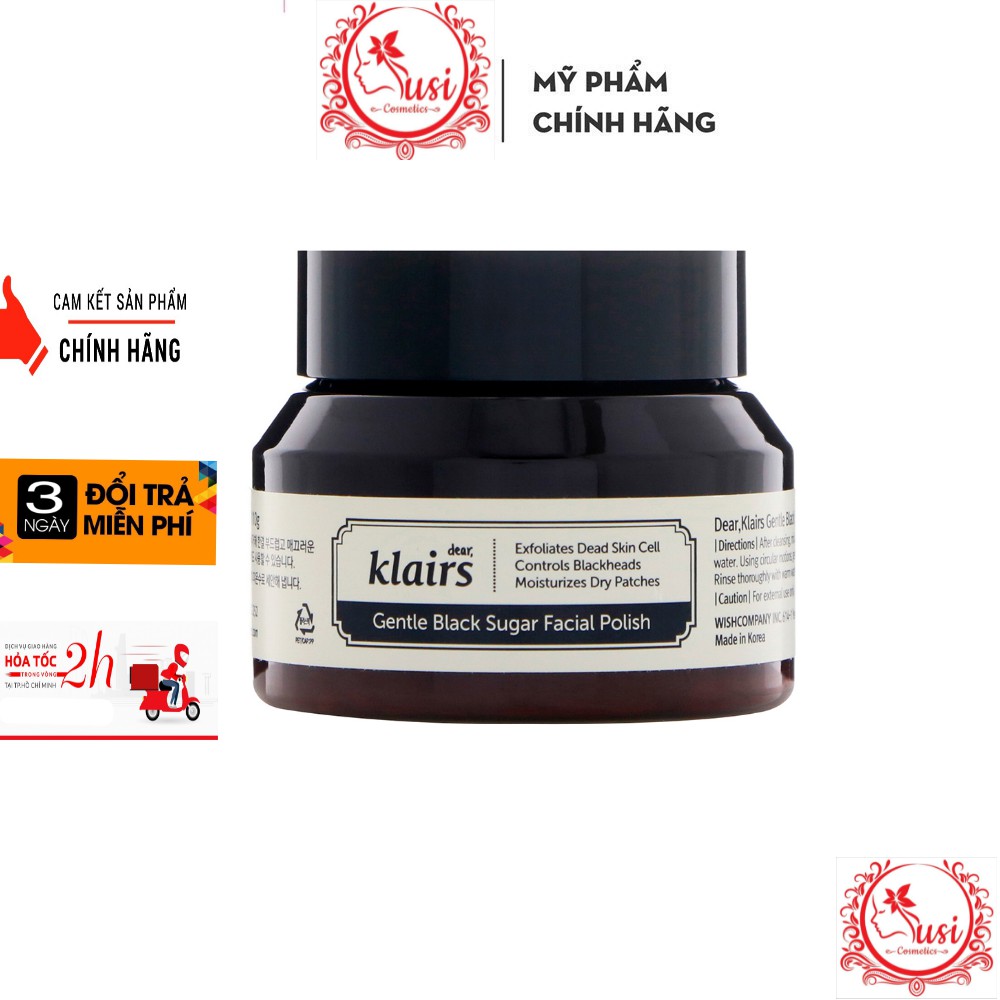 Tẩy Tế Bào Chết Đường Đen Klairs Giảm Mụn Đầu Đen, Se Khít Lỗ Chân Lông Klairs Gentle Black Sugar Facial Polish 110g