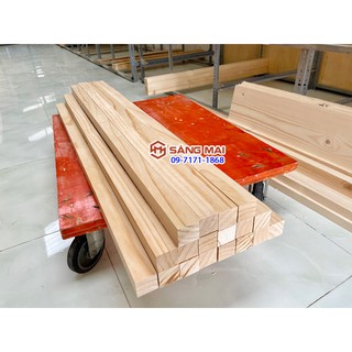 Thanh gỗ thông vuông 4,5cm x 4,5cm x dài 120cm + láng mịn 4 mặt