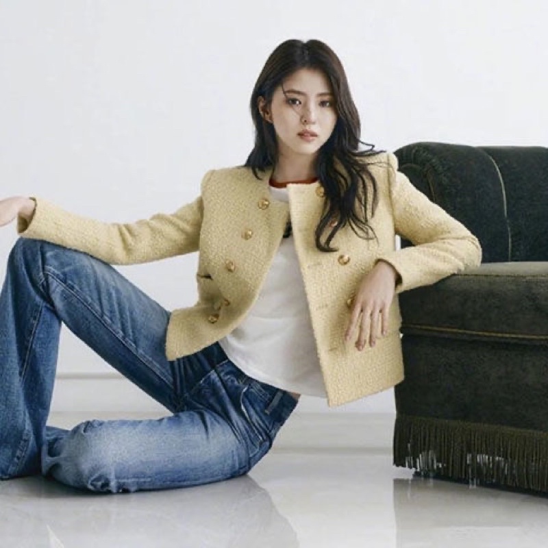 Áo dạ tweet Lisa phong cách Hàn Quốc