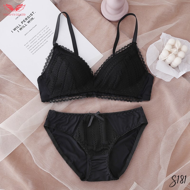VINGO Bộ Đồ Lót Nữ Ren Đan Lưới Không Gọng Đệm Vừa Sexy S181 VNGO | BigBuy360 - bigbuy360.vn
