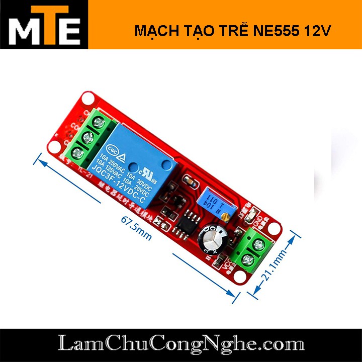  Mạch tạo thời gian trễ đóng relay NE555 5V - 12V