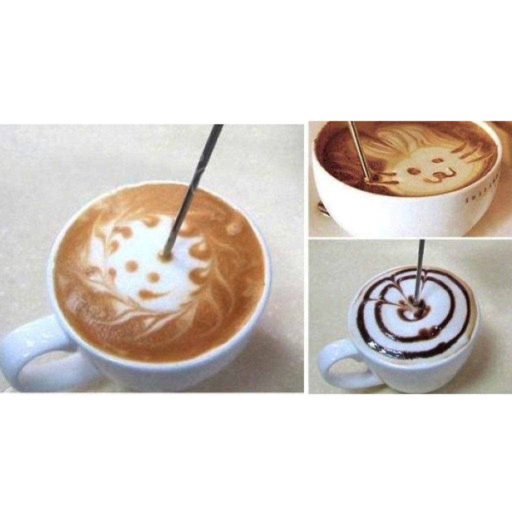 Set 2 Cây Khuấy Tạo Bọt Cà Phê Latte Bằng Thép Không Gỉ