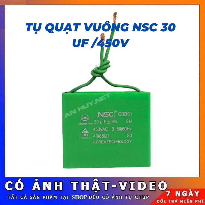 Tụ vuông xanh NSC ,Tụ quạt vuông cho quạt ,máy bơm,quạt điều hòa ! BH 12 tháng !