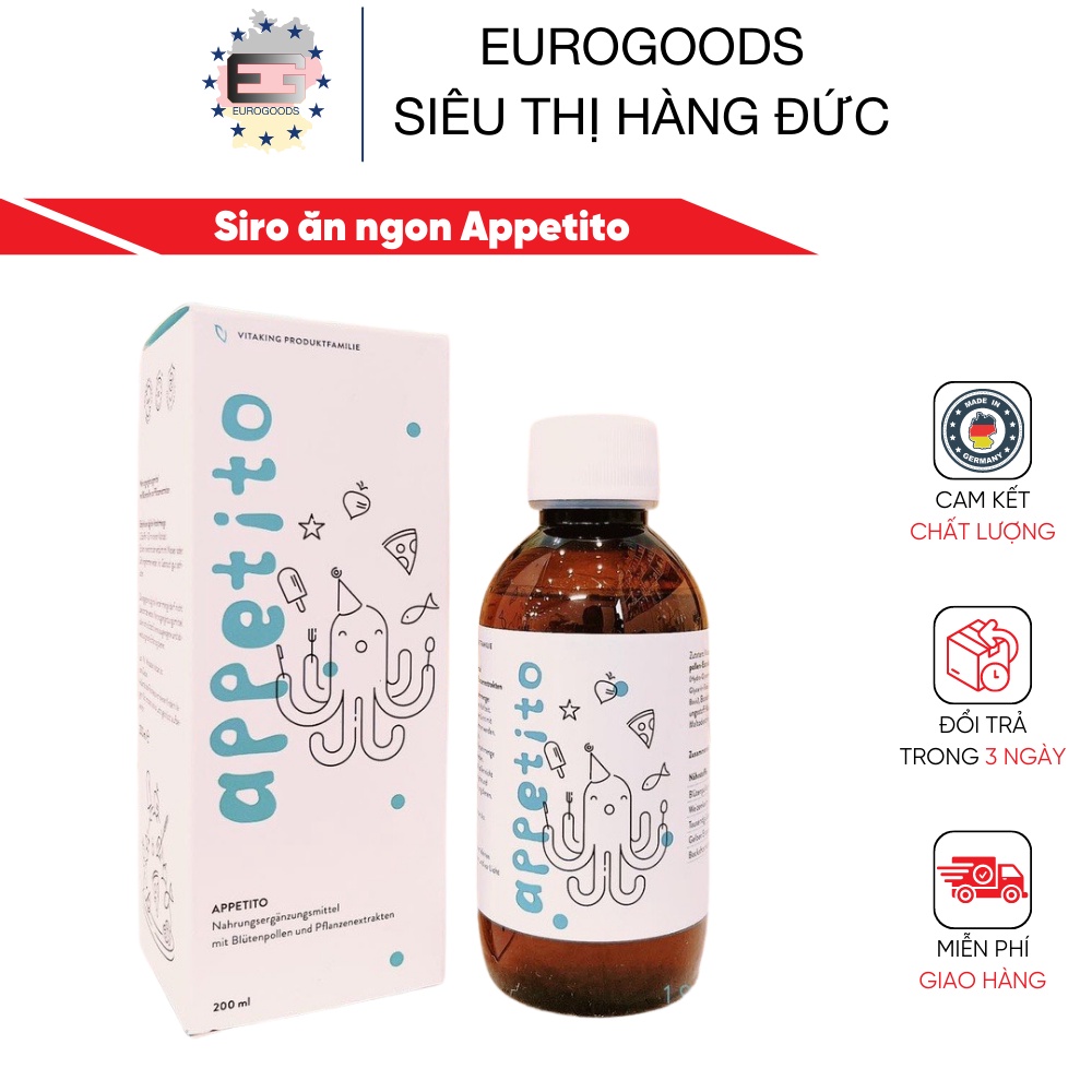 Siro cho trẻ biếng ăn ⚡ CAM KẾT CHÍNH HÃNG ⚡ Siro ăn ngon Appetito 200ml cho bé từ 6 tháng trở lên