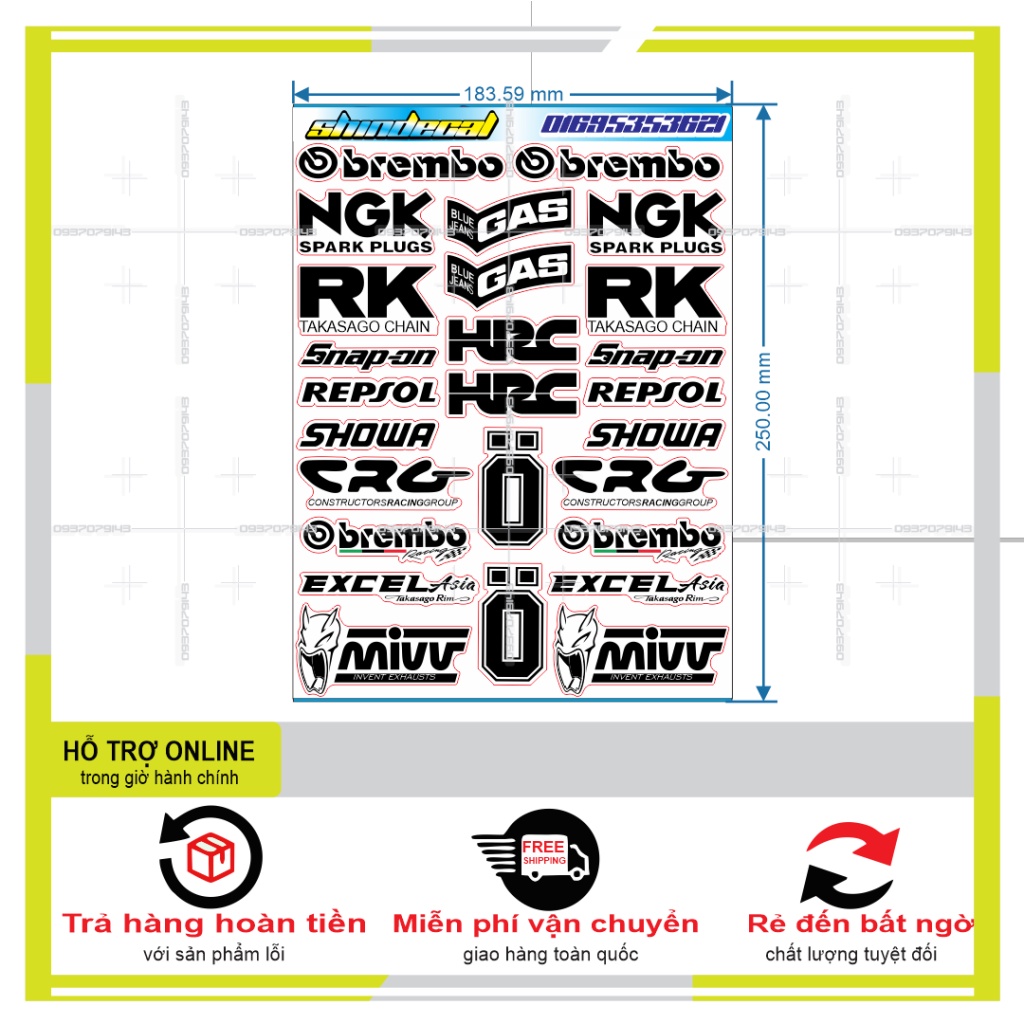 LOGO STICKER IN DECAL TRONG SUỐT (KO DÁN XE NỀN ĐEN, TỐI) - SHINDECAL2