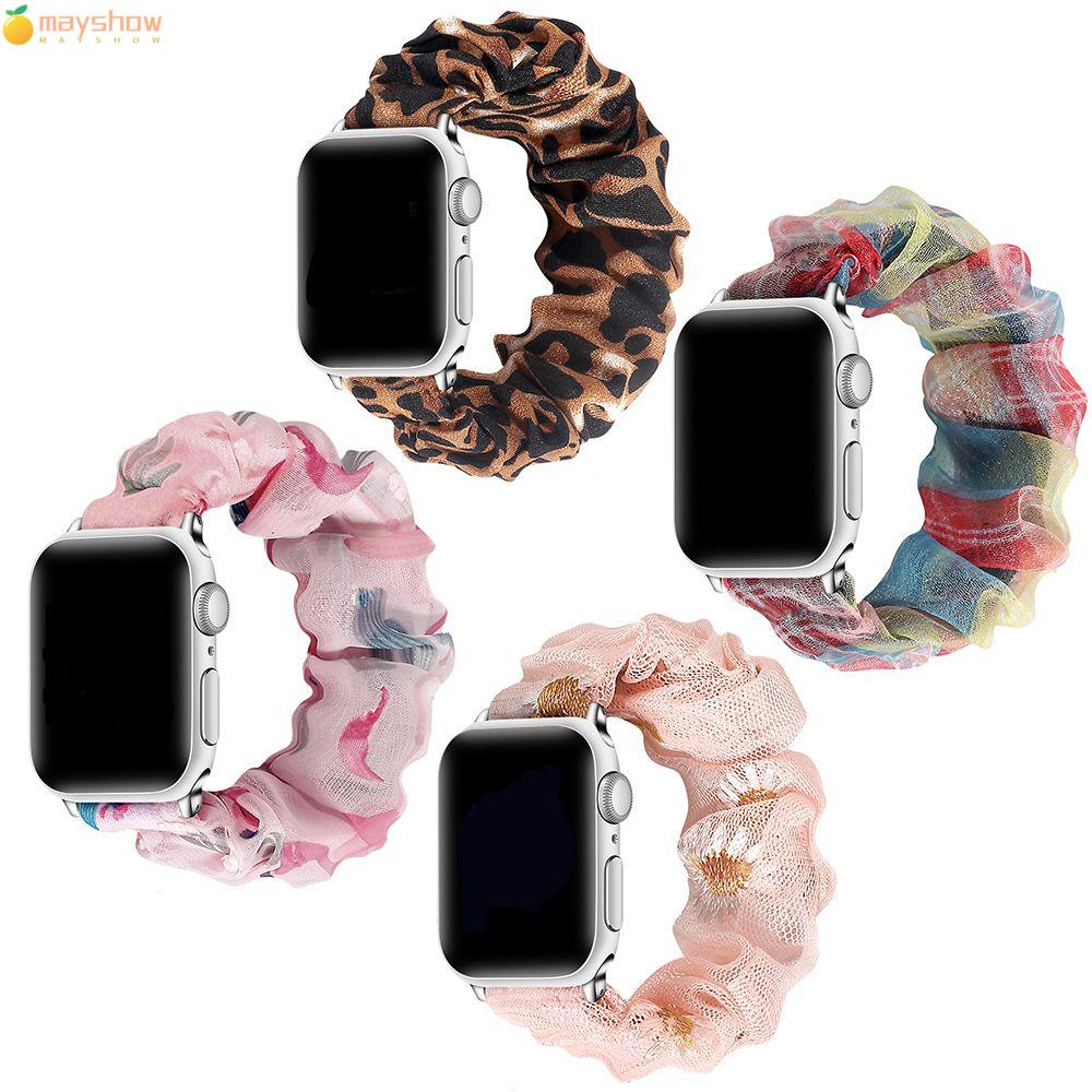 Dây đeo đồng hồ co giãn kiểu dây buộc tóc nữ dành cho Apple Watch 5 4 3 2 38mm 40mm 42mm 44mm