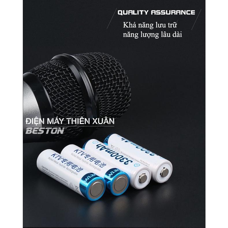 Hộp 04 Pin Sạc AA Beston KTV3300mAh Cho Micro Karaoke loa, đồ chơi trẻ em, đồng hồ, thiết bị điện tử, đèn flash, máy ảnh