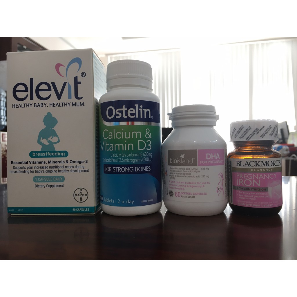 Vitamin cho mẹ Elevit - Canxi - Sắt - DHA Sau sinh và cho con bú