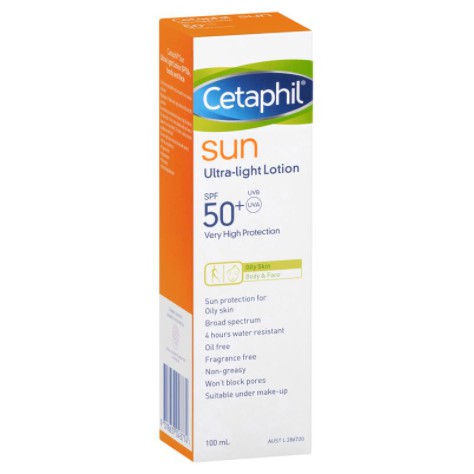 Kem chống nắng dành cho da dầu & mụn- Cetaphil Sun SPF 50+ Ultra Light Lotion 100ml