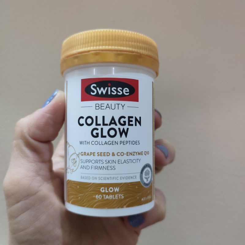 Viên uống đẹp da thủy phân chống lão hóa Swisse Beauty Collagen Glow With Collagen Peptides 60 viên