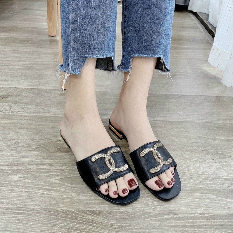 DÉP LÊ MẶT ĐÁ ĐẾ MẠ VÀNG DA THẬT XỊN ĐÉT